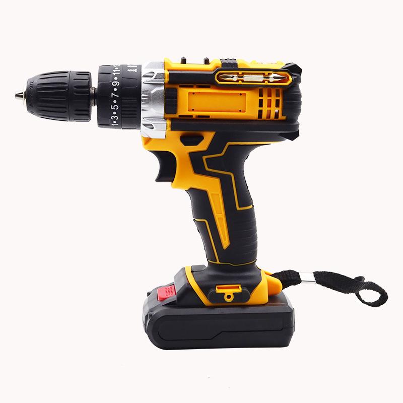 DW High-Power Brushless Electric Drill: Dual-Speed, Multi-Function, Rechargeable Lithium Battery Impact Drill for Household Use.