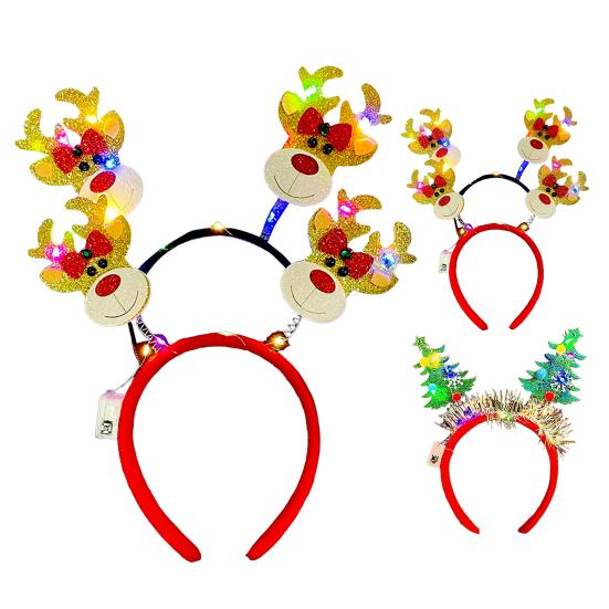 Vánoční svítící čelenka Elk Ozdoba vánočního stromku Party laskominy Narozeniny Festival Oslava Pokrývka hlavy Navidad Vlasový doplněk