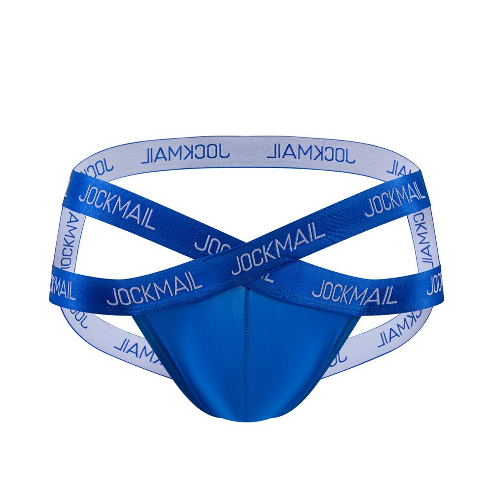 Jockstraps JOCKMAIL Sexy Cross Band mit Gummiband, Buchstabenaufdruck, einfarbig, Eisseide-Stoff, tägliche lässige Low-Rise Herren-Stringunterwäsche