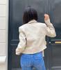 Stylish Beige Women's Leather Jacket Genuine Lambskin Handmade Motorcycle Biker