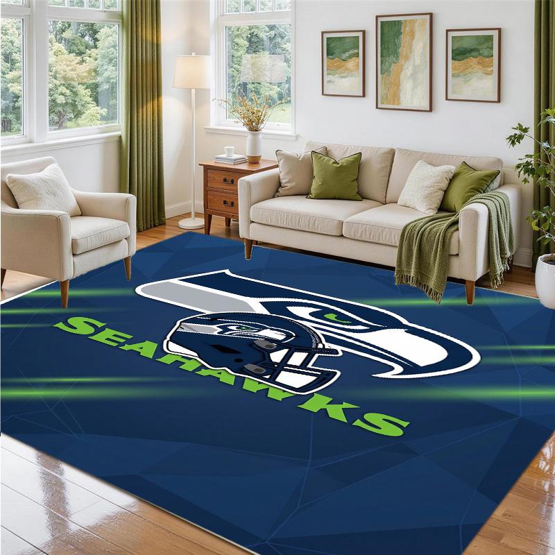 Seattle Seahawks Design Crystal Velvet Rug Soft Decorative Mat for Bedroom Entrance