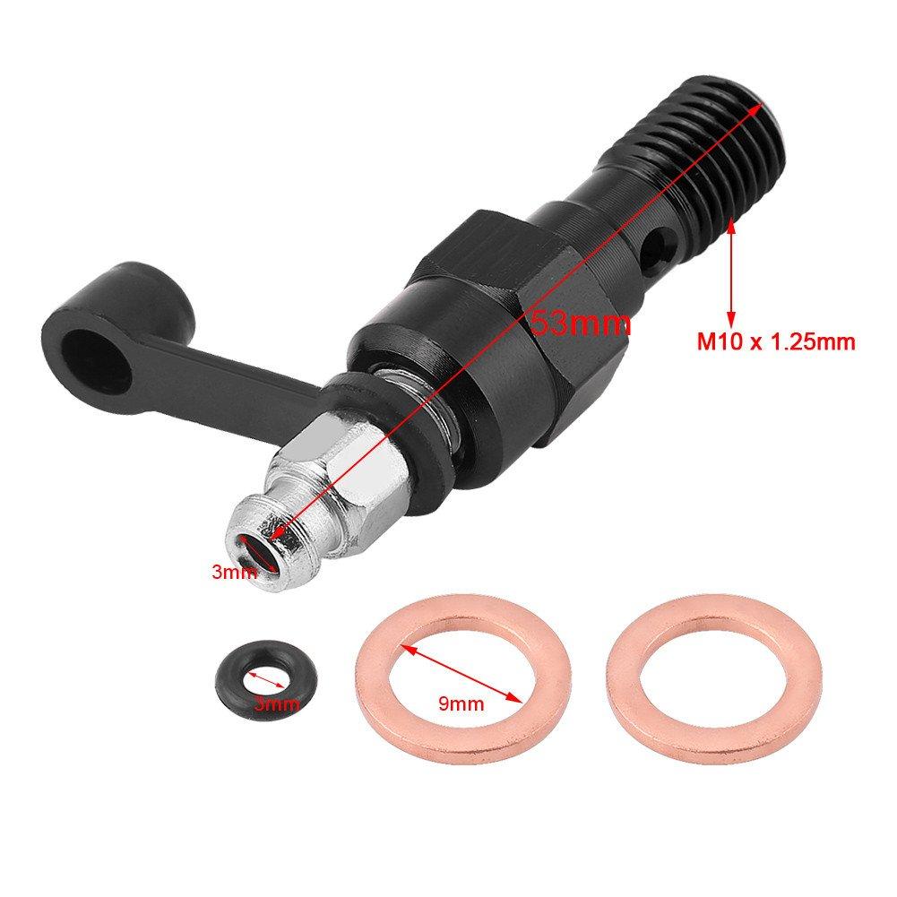 Banjo Bolt Single 1.25-Qiilu M10x1.25mm Nipple Banjo Bolt + Dust Cap Motorcycle Brake Master