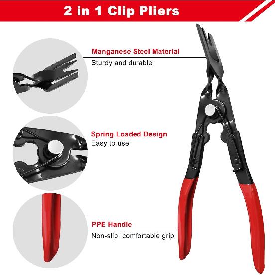 3 Pcs Clip Remover Tool, Clip Pliers Set Fastener Removal Tool , Auto Trim Removal Tool Kit Pry Tool Set Car Door Panel Dashboard Repair Kit