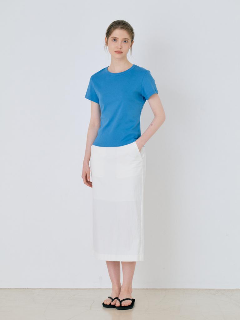 Leusejiem Classic Nylon Pencil Midi Skirt - Ivory