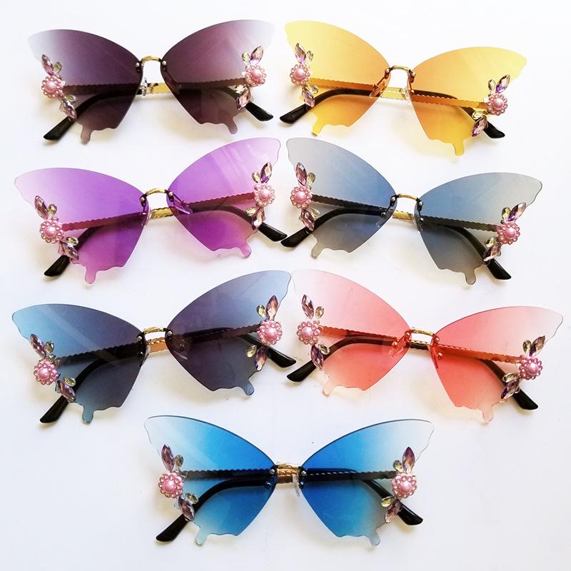 Luxury Butterfly Sunglasses Women Brand Y2k Vintage Rimless Oversized Sun Glasses Ladies Eyewear Gafas De Sol Gothic