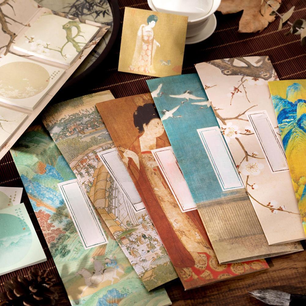 Bloc de notițe în stil chinezesc retro de 60 de coli Vintage peisaj Scenarii Personaje Scrapbooking Bloc de notițe Încântător de note lipicioase Student