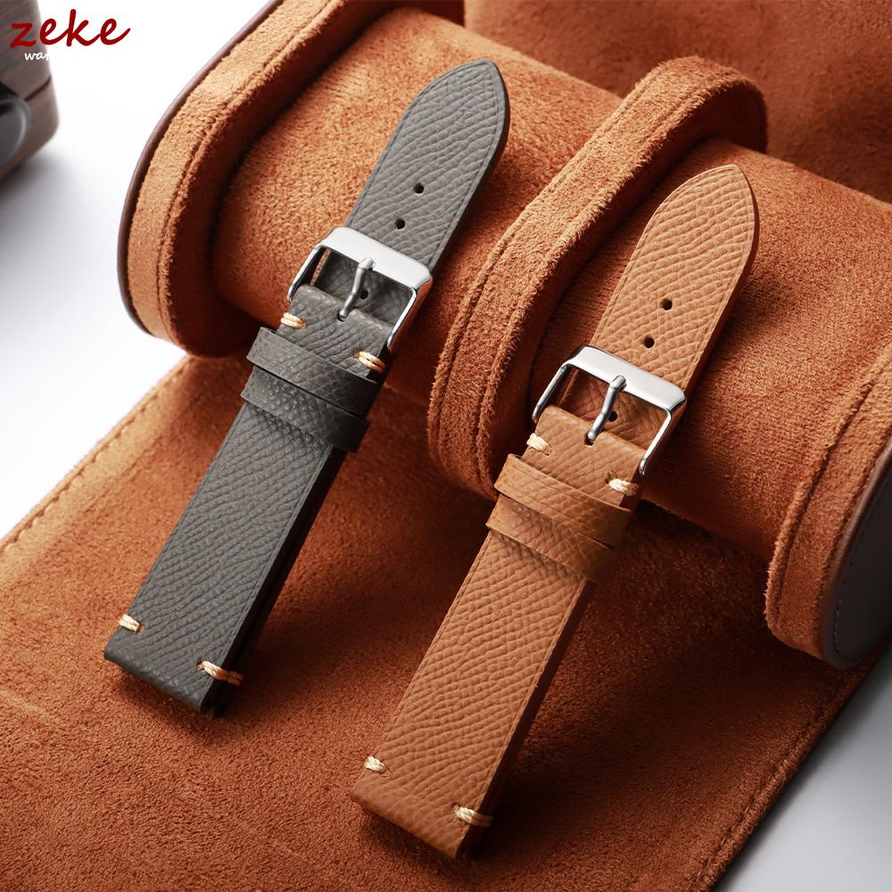 Premium Handmade Genuine Leather Strap Soft Palm Grain Cowhide Watch Band 18/19/20/22mm Black Grey Brown Bracelet belt for Seiko