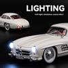 1/24 Scale Benz 300SL Classic Car Alloy Metal Diecast Car Model Sound & Light Collect Hobby Desktop Decorative Ornament Gift