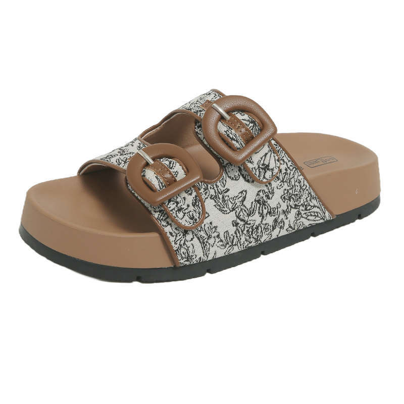 New Thick-soled Women's Shoes One-shoulder Soft-soled Beach Sandals