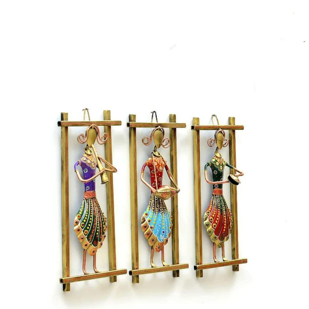 Musician Set Metal Wall Hanging Wall Decor Home Decor- Indian handicrafts Showpiece Figurine for Gifting Purpose | Home Decoration Showpiece
