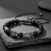 A men's handmade beaded braided bracelet, leopard head vintage jewelry suitable for men's daily wear