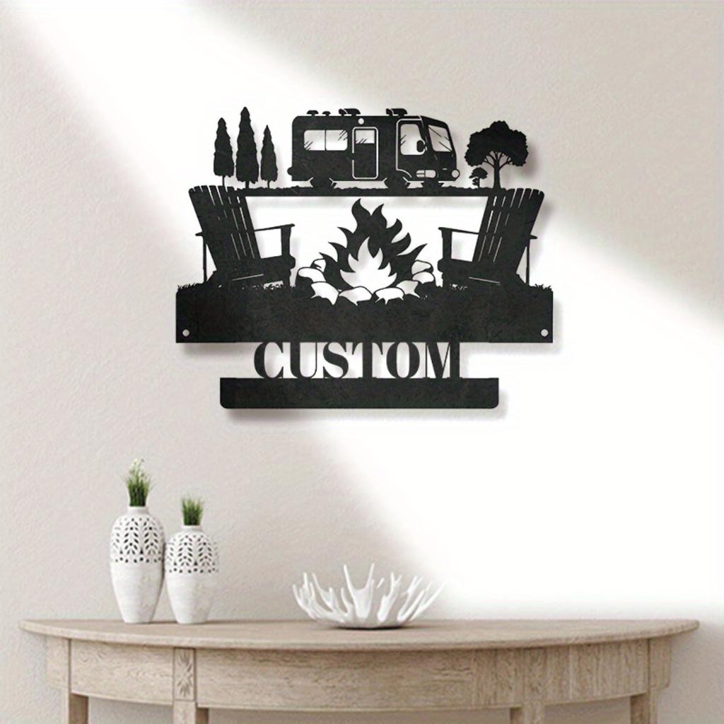 Personalized Campfire Metal Wall Art, Custom Name Sign for Outdoor Camping Decor, Durable Iron Fire Pit Sign