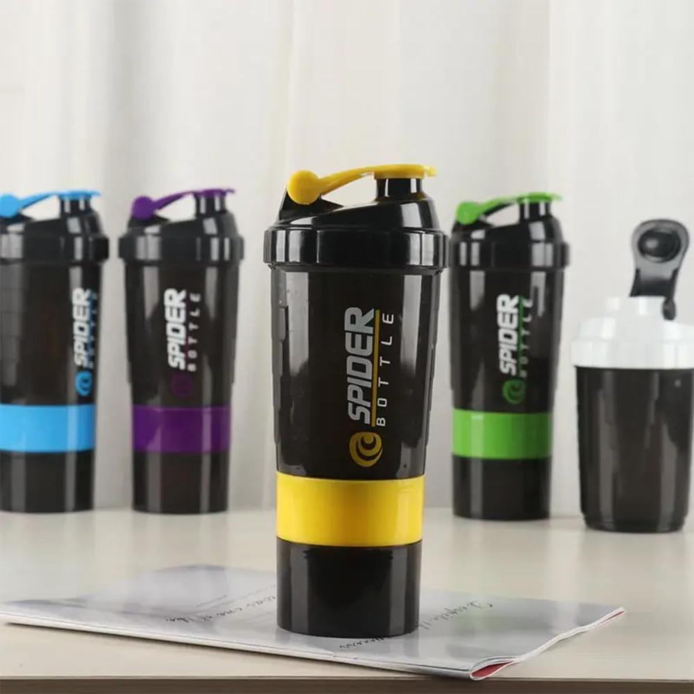 3 Layers Shaker Protein Bottle Powder Shake Cup Water Bottle Plastic Mixing Cup Body Building Exercise Bottle