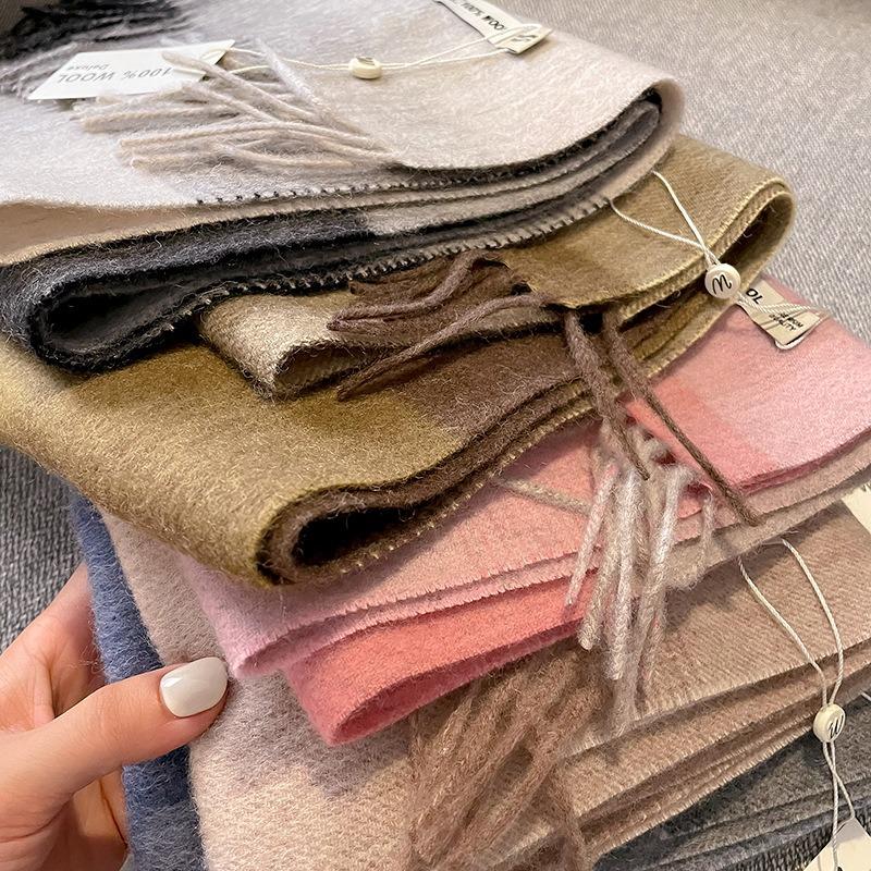 Wool Winter Plaid Atmosphere Thickened Warm Versatile Windproof Scarf Scarf Sweet Student Girl