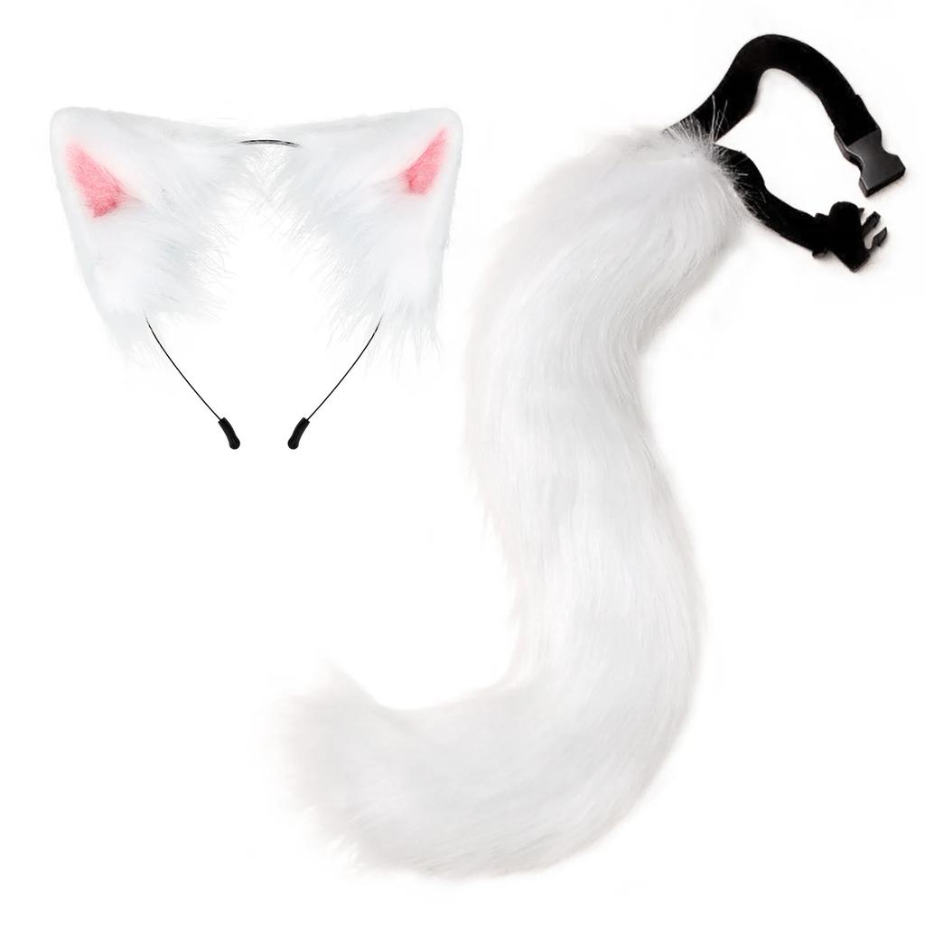 New Halloween Party Adjustable Simulation Fox Tail Plush Fox Ears Hair Band Cosplay Anime Exhibition Dress Up Anime Accessories