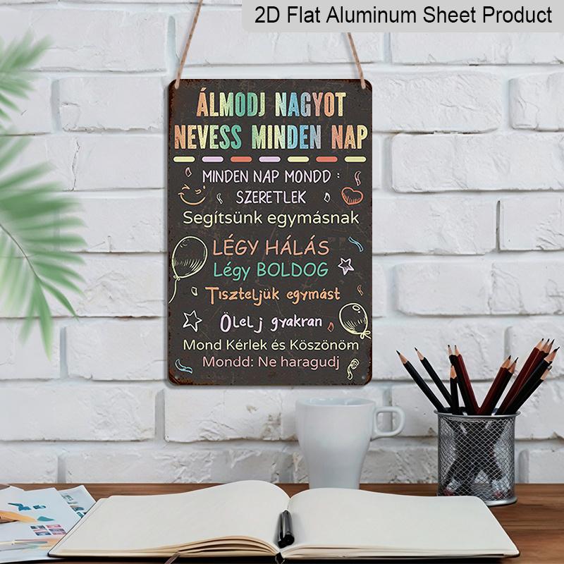 2D Flat Vintage Aluminium Sign | Rustic Farmhouse Style Wall Decor with Vibrant Text and Illustrations, Ideal for Home, Cafe, or As A Gift for