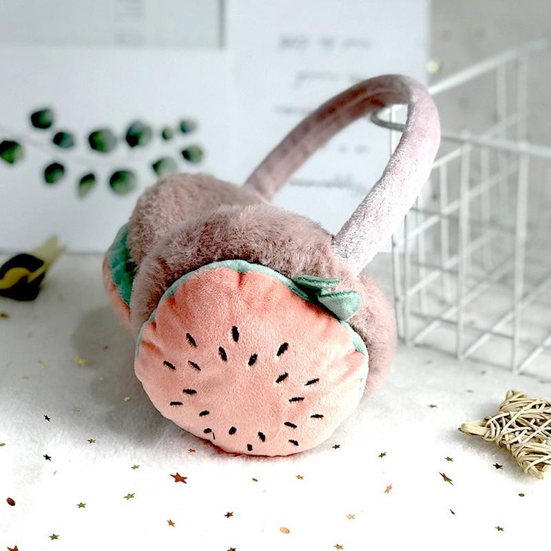 

милые фруктовые детские наушники осень и зима теплые и удобные унисекс лыжи меховые наушники наушники повязка на голову strawberry