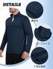 KEFITEVD Long Perfect for and Solid Size L Men's Fleece-Lined Undershirt, Sleeve, Half-Zip, Golf, Sports, Cycling, Fall, Navy,