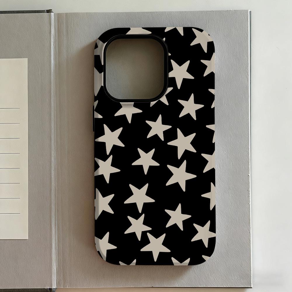 Luxury Y2K Stars Phone Case for iPhone 17 16e 16 15 14 13 12 11 X XS XR XSMAX 7 8 Air Pro Max Plus Luxury Double-layer