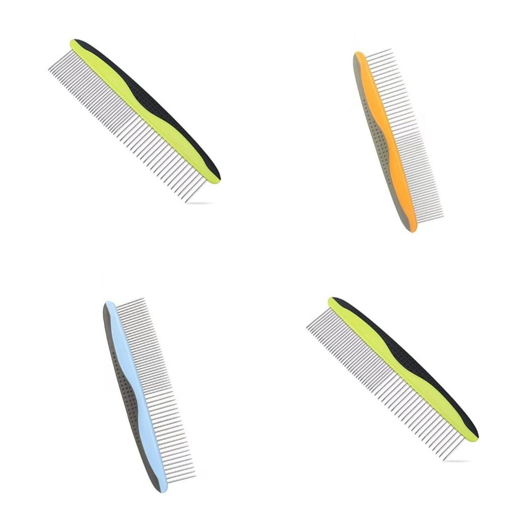 Stainless Steel Dog Grooming Comb With Wide And Fine Tooth For Pet Hair Detangling And Grooming