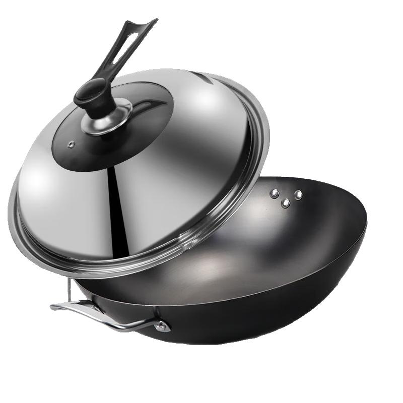 Third Uncle Third Aunt Non-stick Iron Wok with Lid