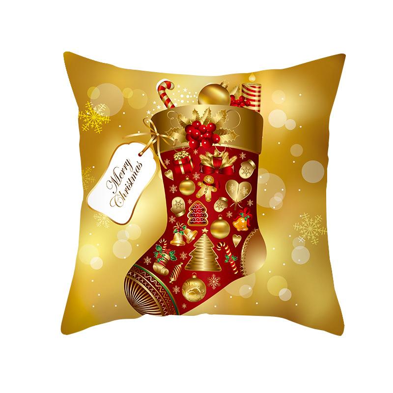Christmas Pillow Cover Ultra Soft Short Plush Printed Home Fabric Sofa Cushion Cover Living Room Decoration Pillow Cover
