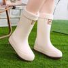 Women's High-Top Non-Slip Velveteen-Lined Waterproof Rubber Rain Boots