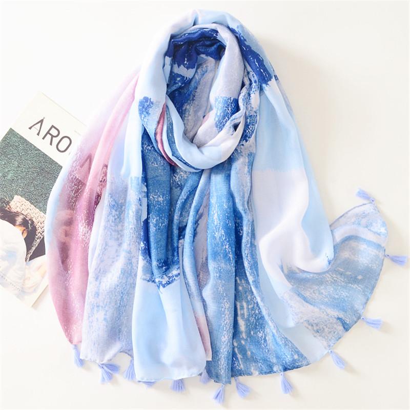 Fashion Women Spring Autumn Viscose Scarf Shawl Luxury Aztec Geometric Tassel Pashmina Stole Wrap Echarpe Foulards Muslim Hijab