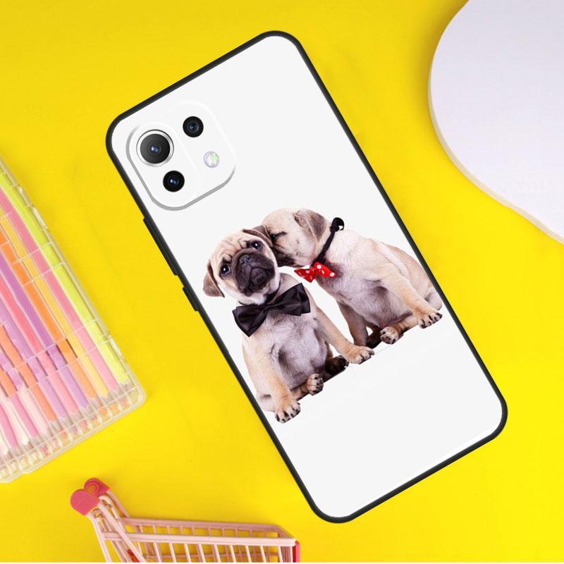 Mops sitzend mit Fliege Rosen Hülle für Xiaomi 14 13 Ultra 11T 12T 13T 14T Pro POCO X7 Pro X3 X5 F3 F5 F6 M6 X6 Pro Hülle