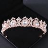 Rose Gold Crystal Bridal Tiaras and Crowns for Women Bride Rhinestone Prom Diadem Headband Bridal Wedding Hair Accessories Crown