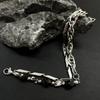 Obsidian Splicing Beaded Bracelet for Men Stainless Steel Unisex Versatile Hand Chain Cold Tone Personality Hip Hop Vintage Gift