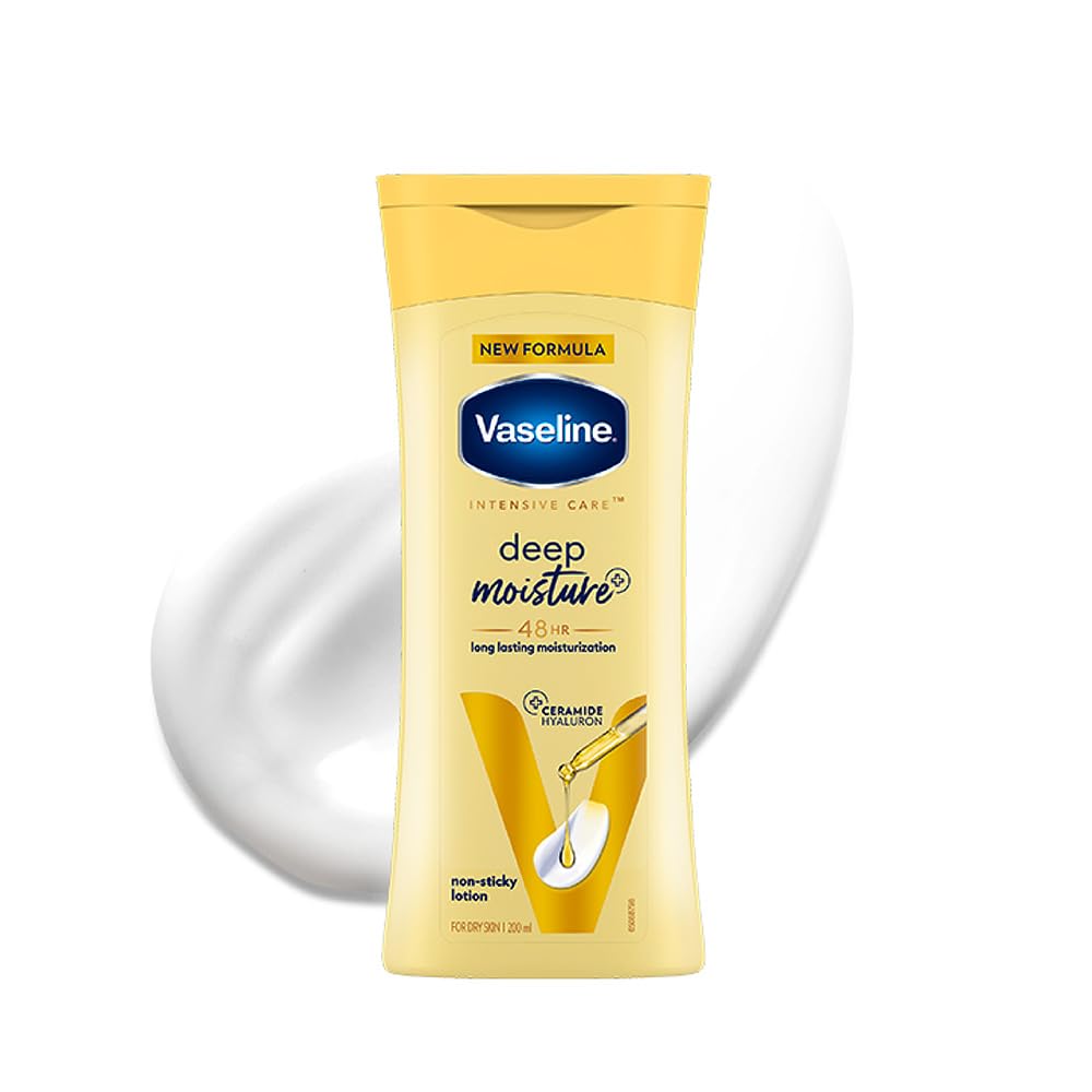 Vaseline Deep Moisture Body Lotion 200ml Pack of 1 for Dry Skin Soft Glowing Lightweight Hydration