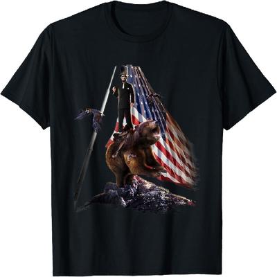 T-shirt patriotique Abe Lincoln chevauchant un ours, 4 juillet