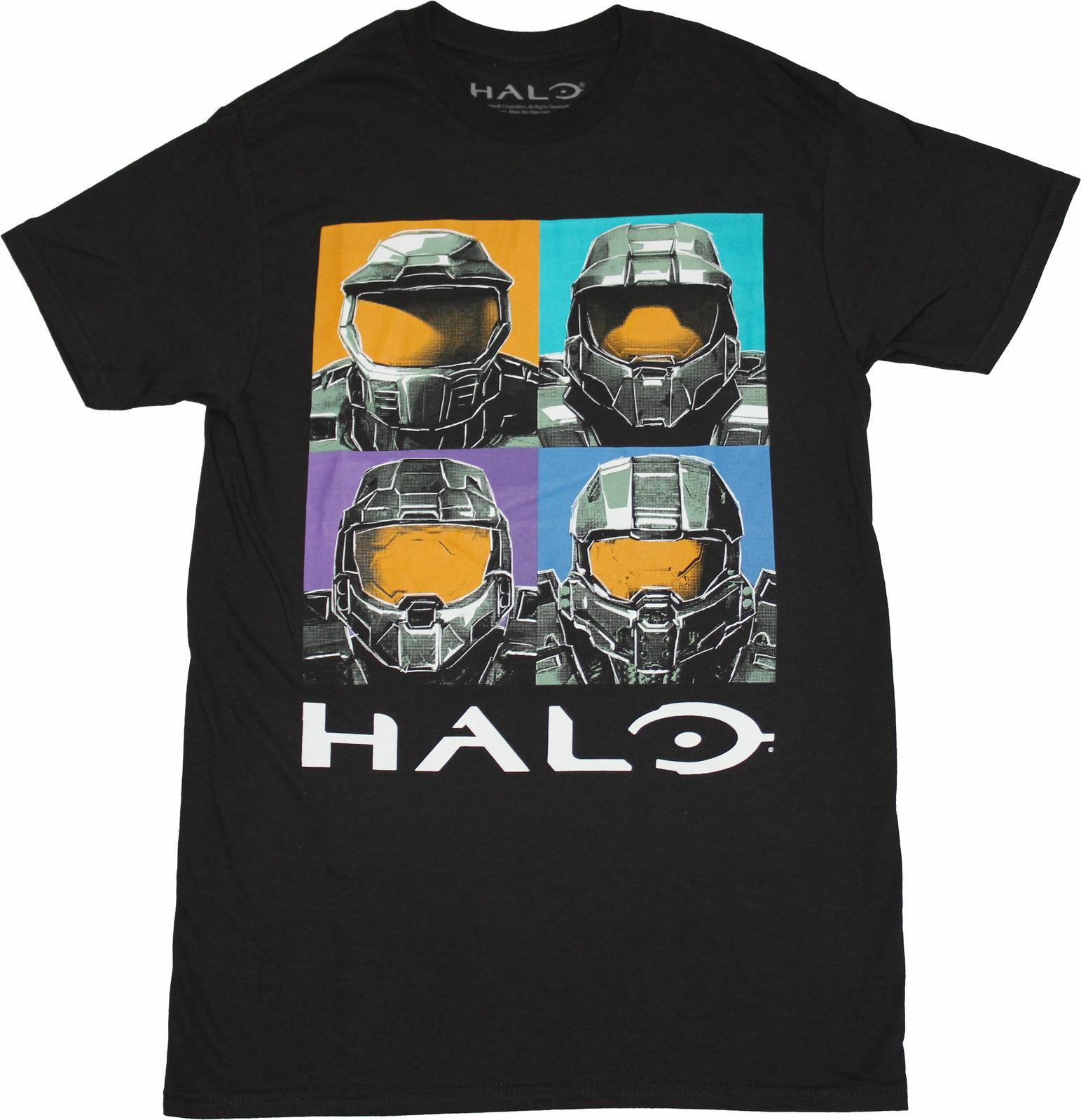 Halo New Adult T-Shirt - Colorful 4 Box Master Chief Helmet Image XXXL