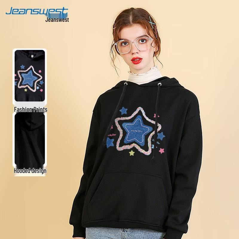 JEANSWEST Women's Cartoon Print Hooded Sweatshirt