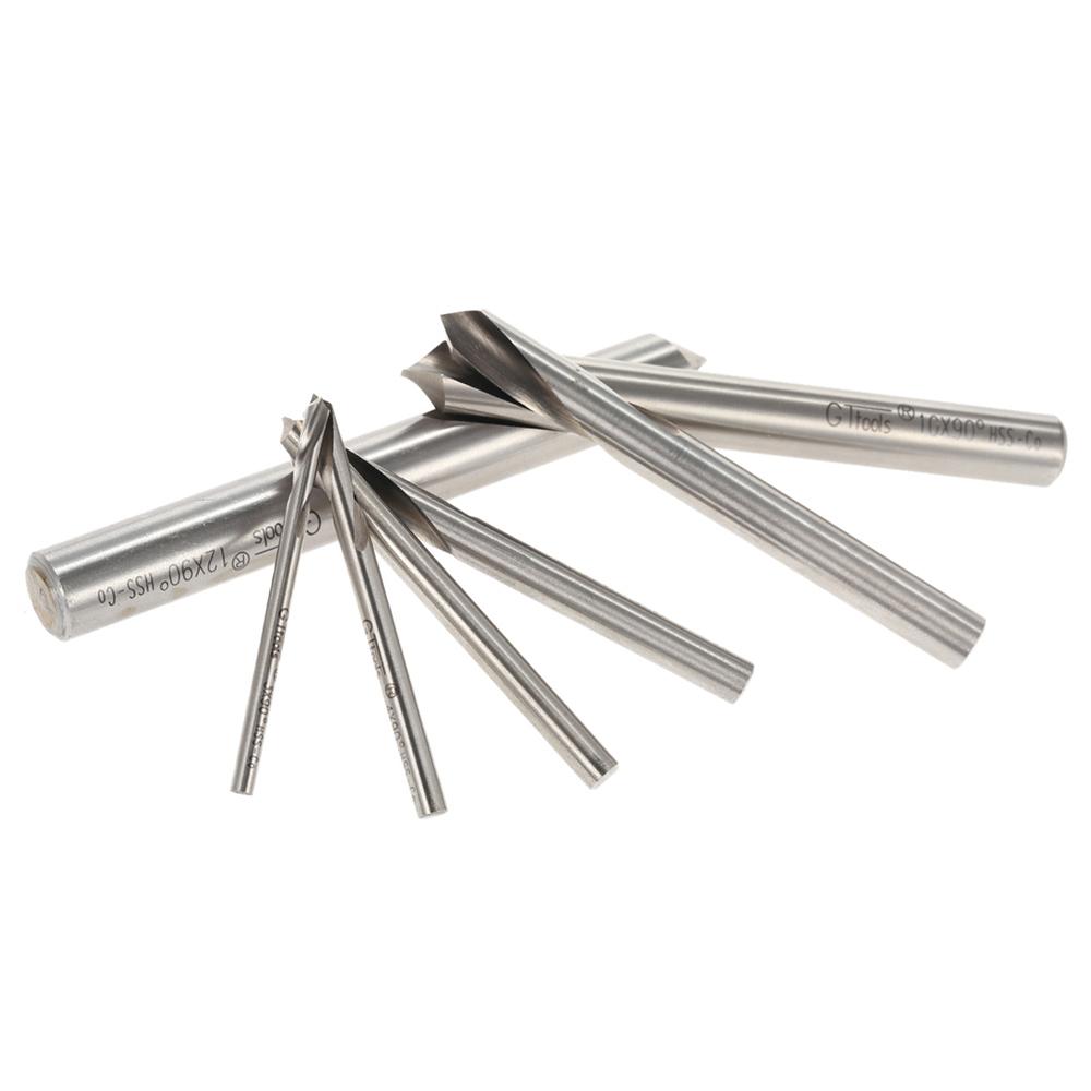 7pcs M42 HSS High Speed Steel Cobalt Spotting Drill Bits Set Round Shank 90 Degree Drilling Chamfering Tool
