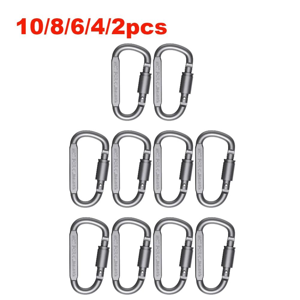 

10-1 шт. Карабин из алюминиевого сплава для ключей, кемпинга, выживания, EDC, уличный, клипса для брелка, D-образное кольцо, защелка, пряжка, карабин 2PCS серебряный