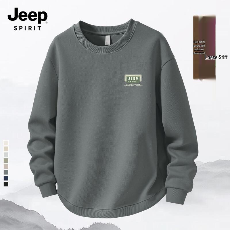 JEEP SPIRIT Men's 2025 Fall American Style Letter Logo Sweatshirt