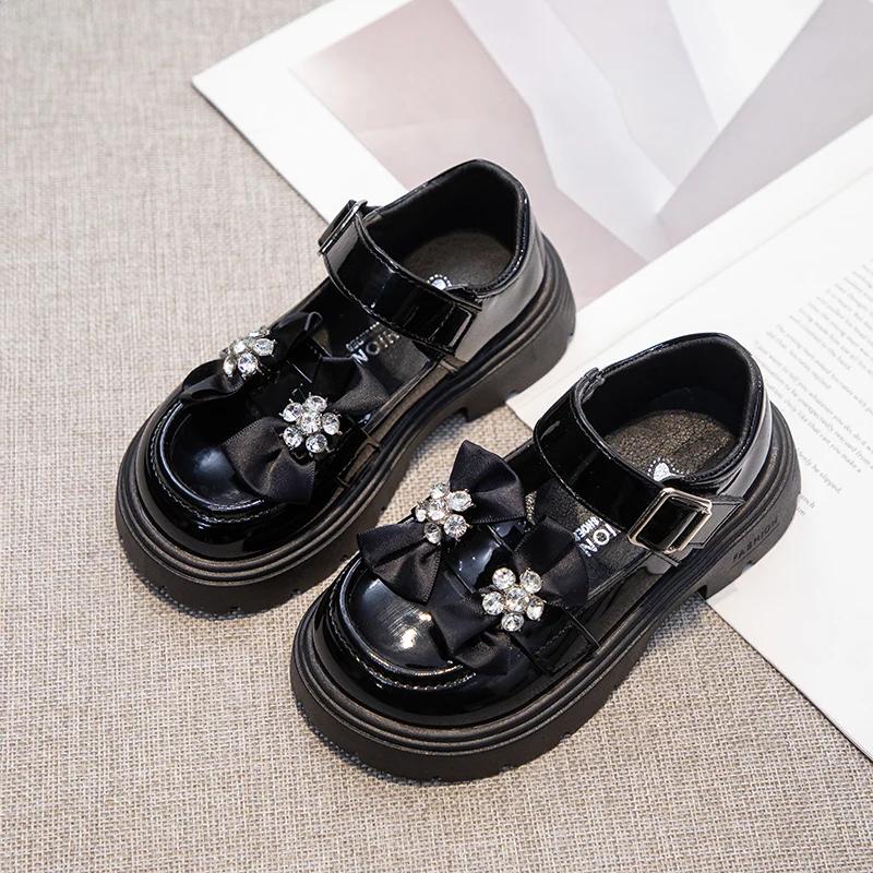 2025 New Girls Fashion LoafersThick-soled Cute Princess Party Shoes with Bow Casual Toddler Footwear Mary Jane Shoes Bow-knot