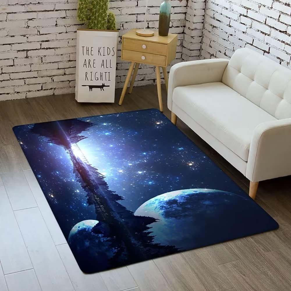 Colors Dreamy Carpet Night Sky Planets Landscape Pattern Mat Gradient Artistic Home Decor Anti-slip Rug for Living Room Bedroom