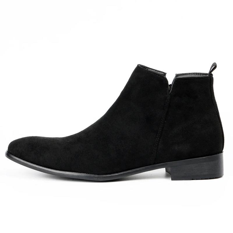 2026 Fashion Pointed Toe Dress Wedding Shoes for Men Ankle Boot High Heel Genuine Leather Men's Side Zipper Basic Boots for Men