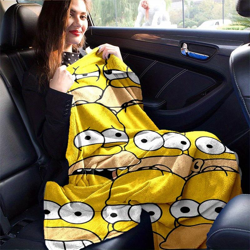 Manta de Dibujos Animados Los Simpsons, Manta Cálida Linda de Felpa Corta, Decoración del Hogar para Sala de Estar Sofá Cuatro Estaciones Viaje