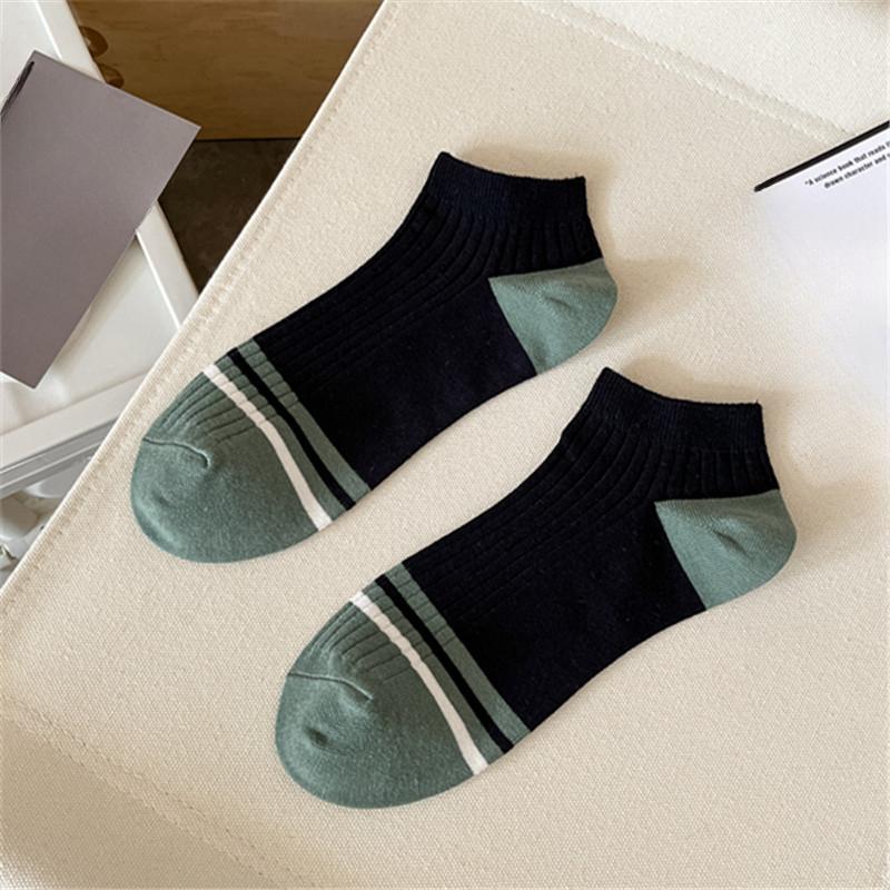 Men's Summer Solid Color Striped Breathable Cotton Boat Socks