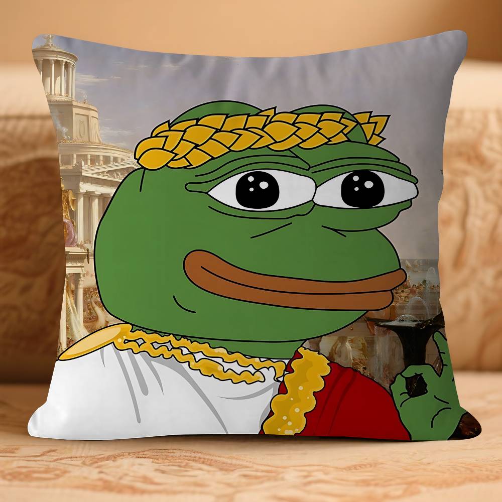 

Cartoon P-Pepe The S-Sad F-Frog Decorative Room Aesthetics Pillow Case Home Decor Bedroom Sofa Bed Couch Pillow Cover 45x45 16x16Inch