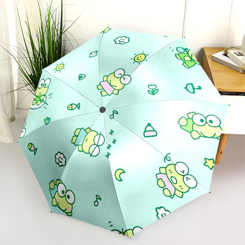 Kerokerokeroppi pattern, automatic folding umbrella, portable and foldable design, 8 ribs, a Christmas or birthday gift.