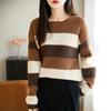 Color-Block Round Neck Knitwear: Soft, Versatile, and Comfortable for Women - Ideal for Spring and Autumn