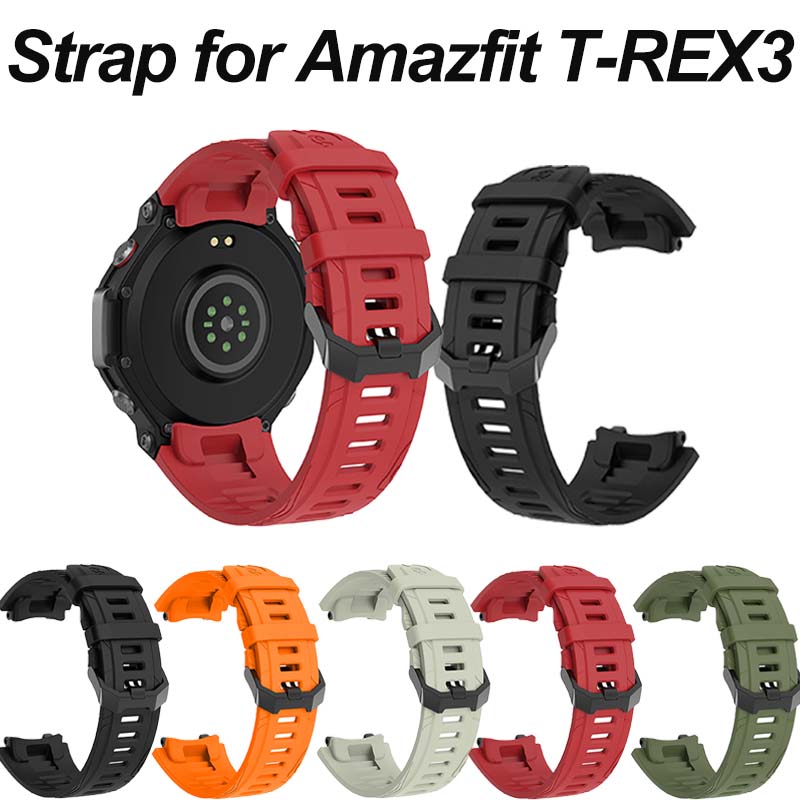 

Силиконовый ремешок для умных часов Amazfit T-REX 3, ремешок для часов T-Rex3, спортивный ремешок с инструментом для ремешка чёрный