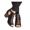 Fashion Women's Casual Flush Boots Sandals Mid-high Heels Plus Size 43 Black Sexy Spring and Summer New 2024