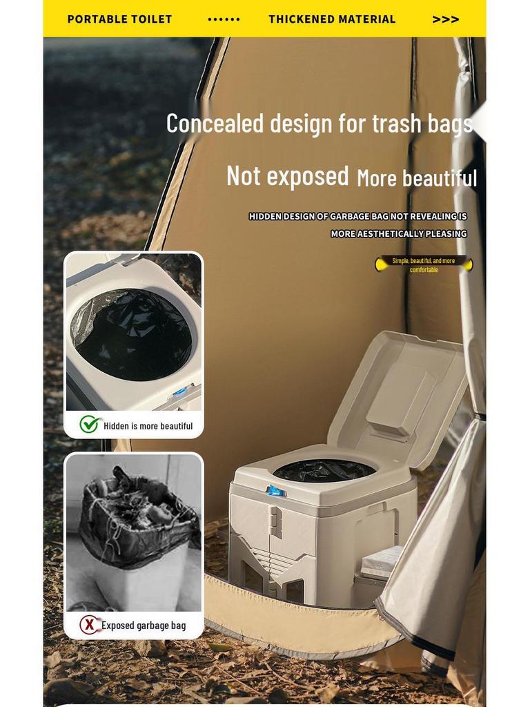 Portable Odor-Proof Folding Car Toilet and Trash Can for Outdoor and Self-Driving Tours