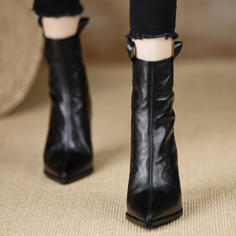 Sexy Spitzschuh High Heels Stiefeletten Damenschuhe Designer 2025 Winter Elegant Chelsea Boots Partykleid Damenpumps